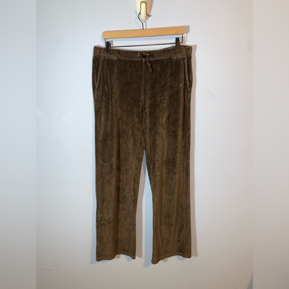 Eddie Bauer vintage chocolate Brown Velour wide leg Lounge Pants size large